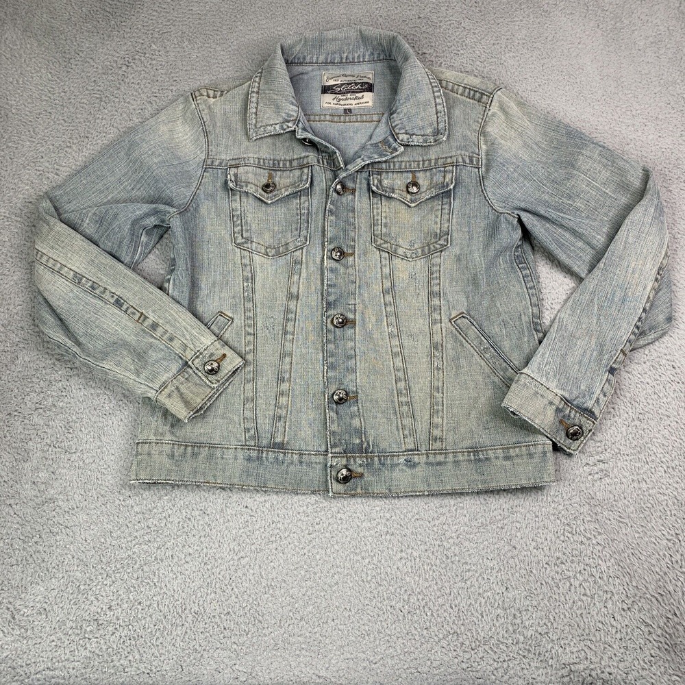 STITCH'S Jeans Denim Jacket‎ Mens Size Large Buttons